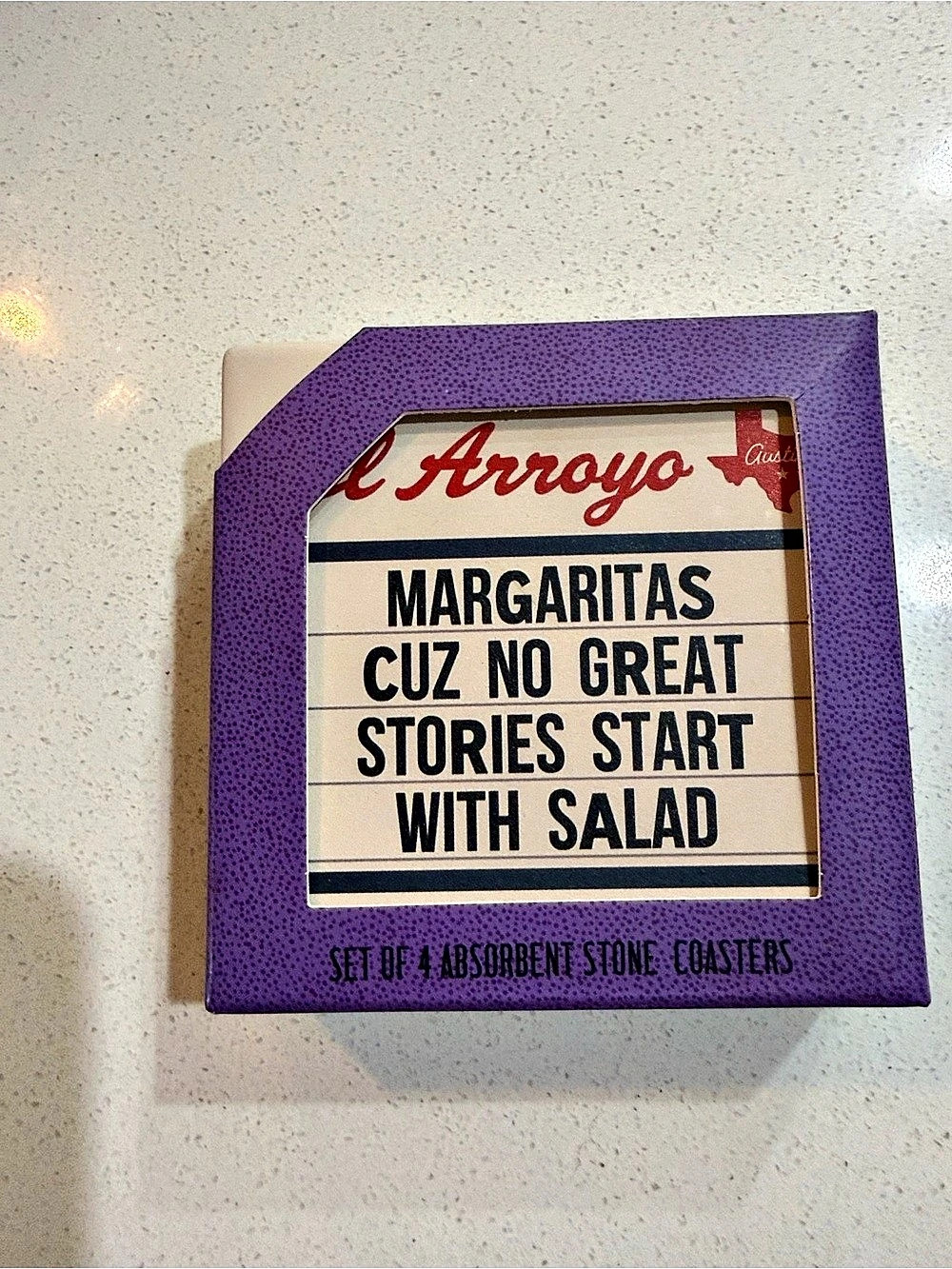 El Arroyo Margaritas Absorbent Stone Coasters Set of 4 Stone Coasters Purple